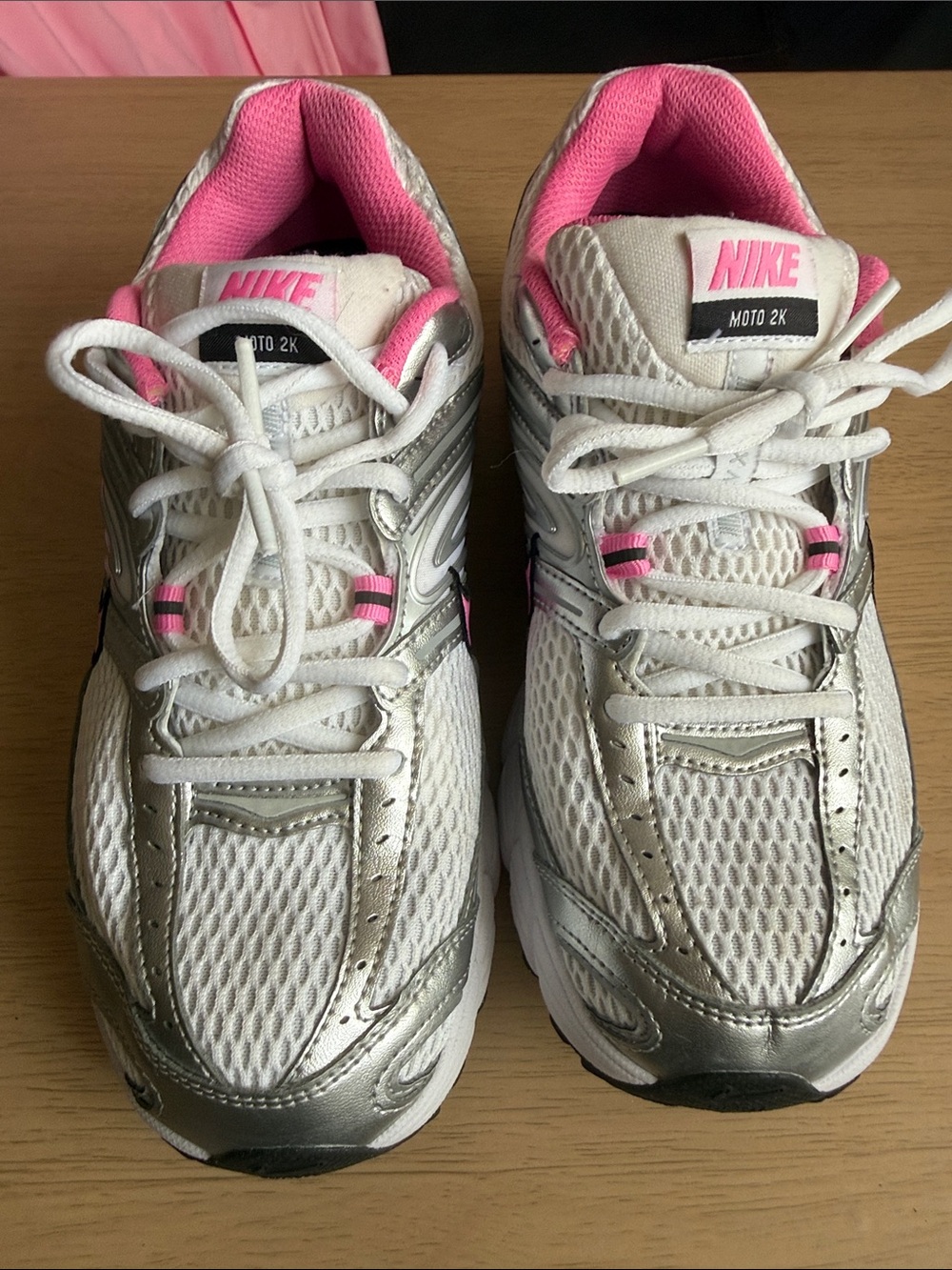 Nike Women’s White & Pink Athletic Running Shoes - Moto 2K